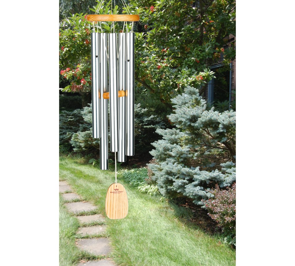 Carillon Vent Bois Et Pierre De Jade - Woodstock Chimes - 30 Cm - Tubes Aluminium - Décoration Extérieur Zen, Cadeau